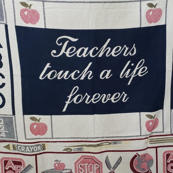 VTG 1995 Teacher's tapestry throw blanket cotton Teachers Touch a Life Forever - Picture 2 of 8